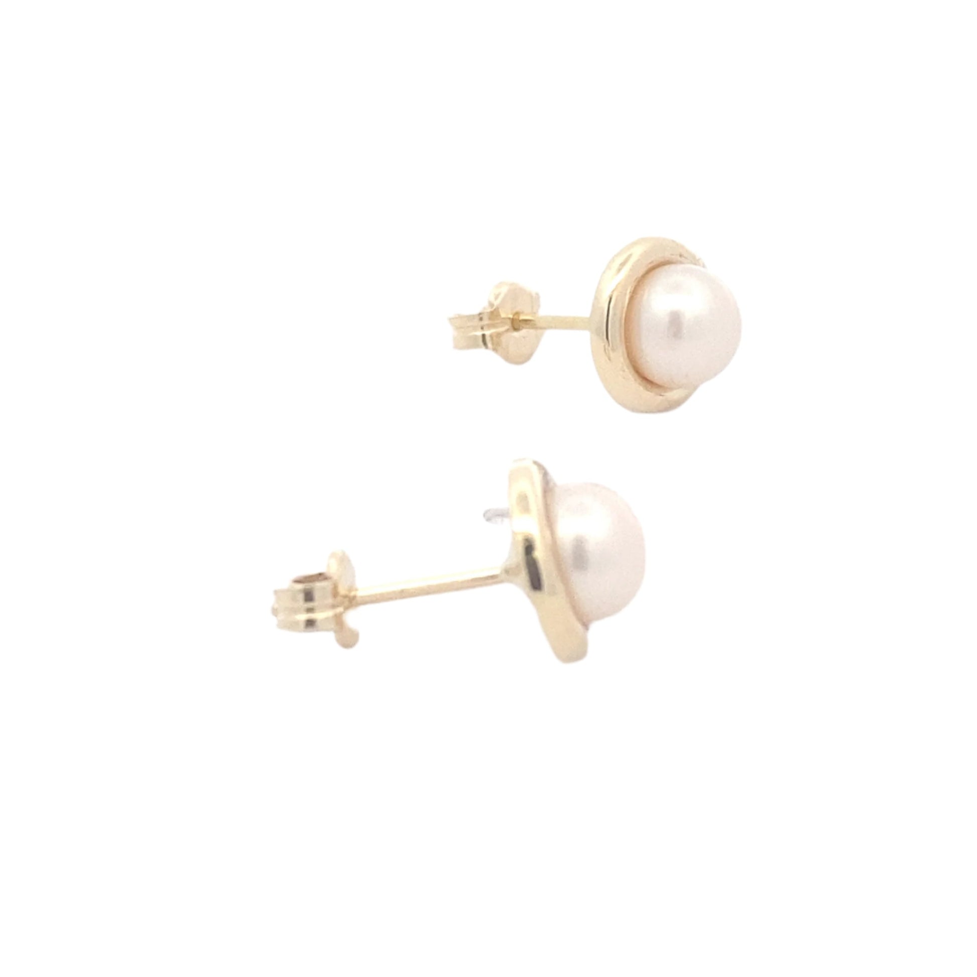 Yellow gold pearl stud earrings Gardiner Brothers