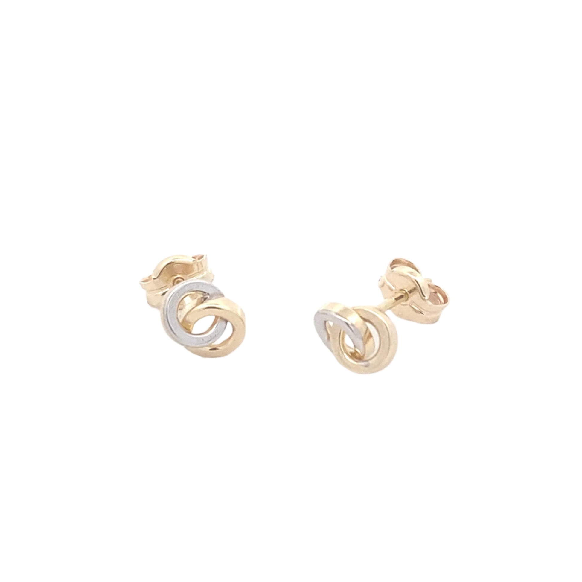 Yellow and white gold 2 interlocking circles earrings Gardiner Brothers