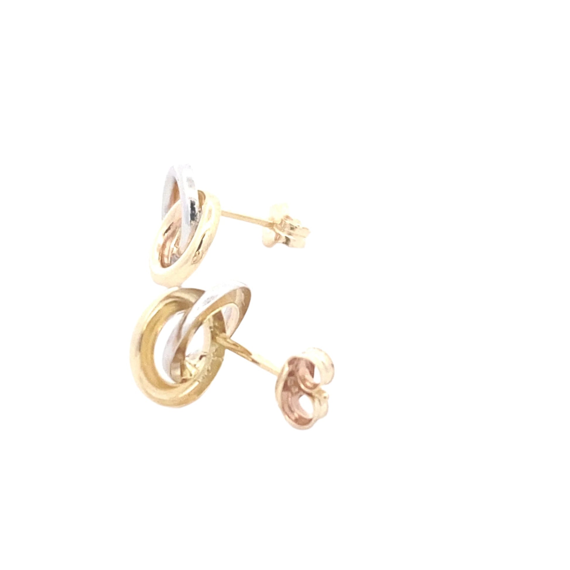 Yellow and white gold open interlocking circles earrings Gardiner Brothers