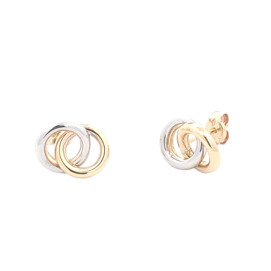 Yellow and white gold open interlocking circles earrings Gardiner Brothers