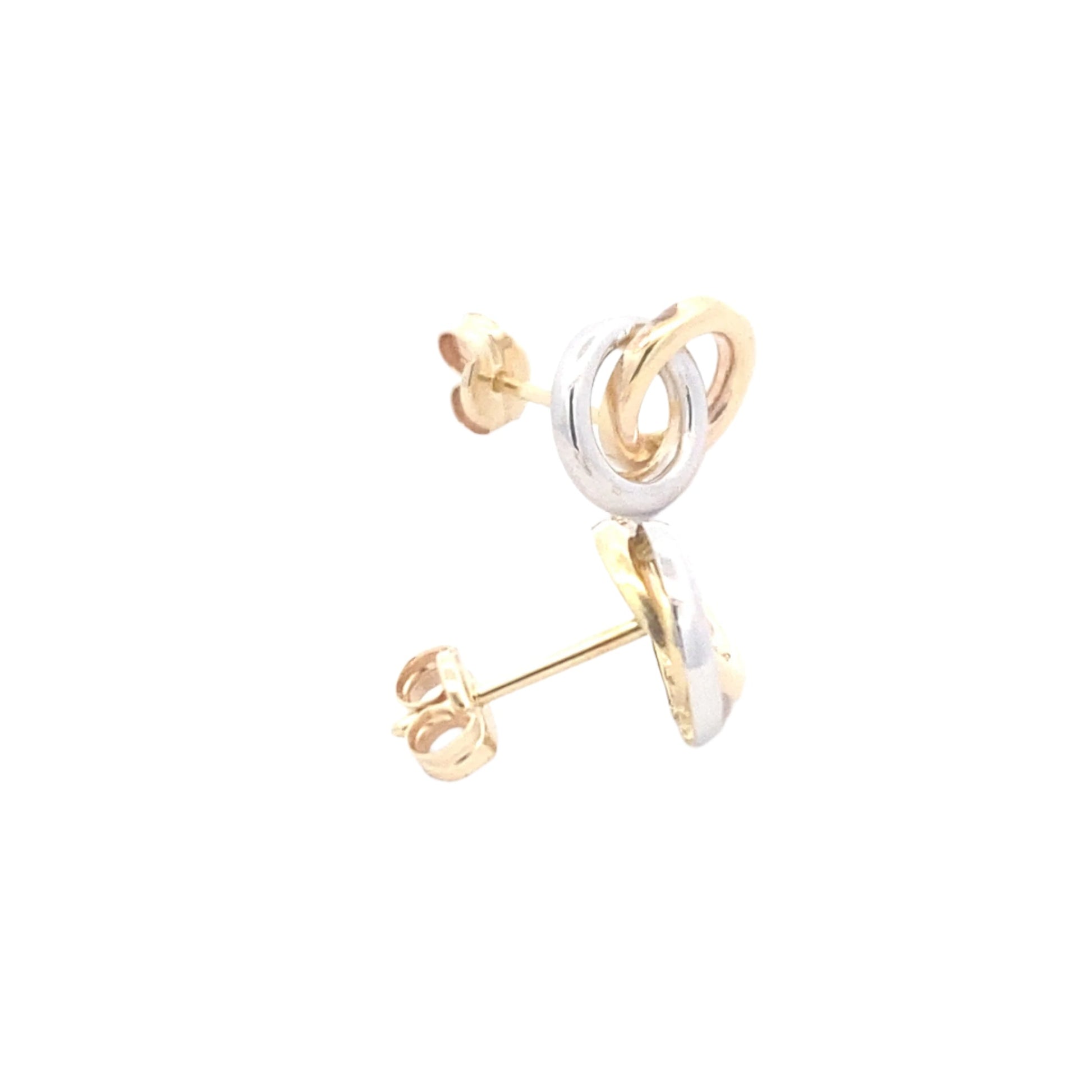 Yellow and white gold open interlocking circles earrings Gardiner Brothers
