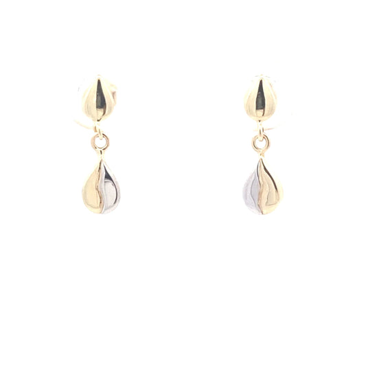 Yellow and white gold drop style earrings Gardiner Brothers
