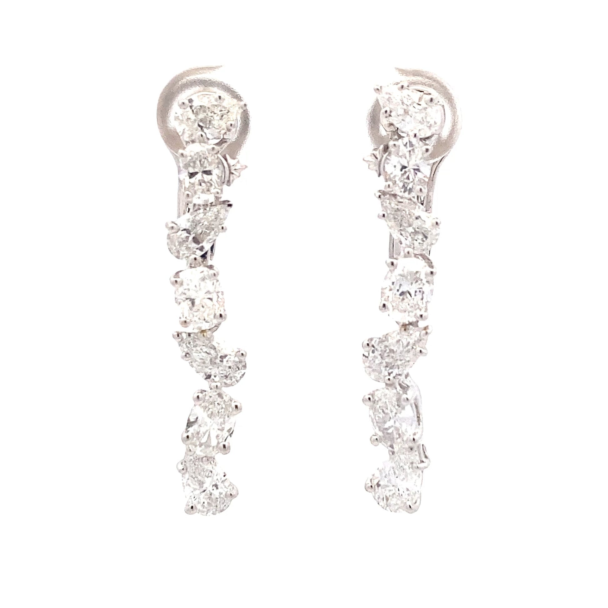 Oval and Pear Shaped Diamond Fancy Style Drop Earrings - 4.29cts Gardiner Brothers