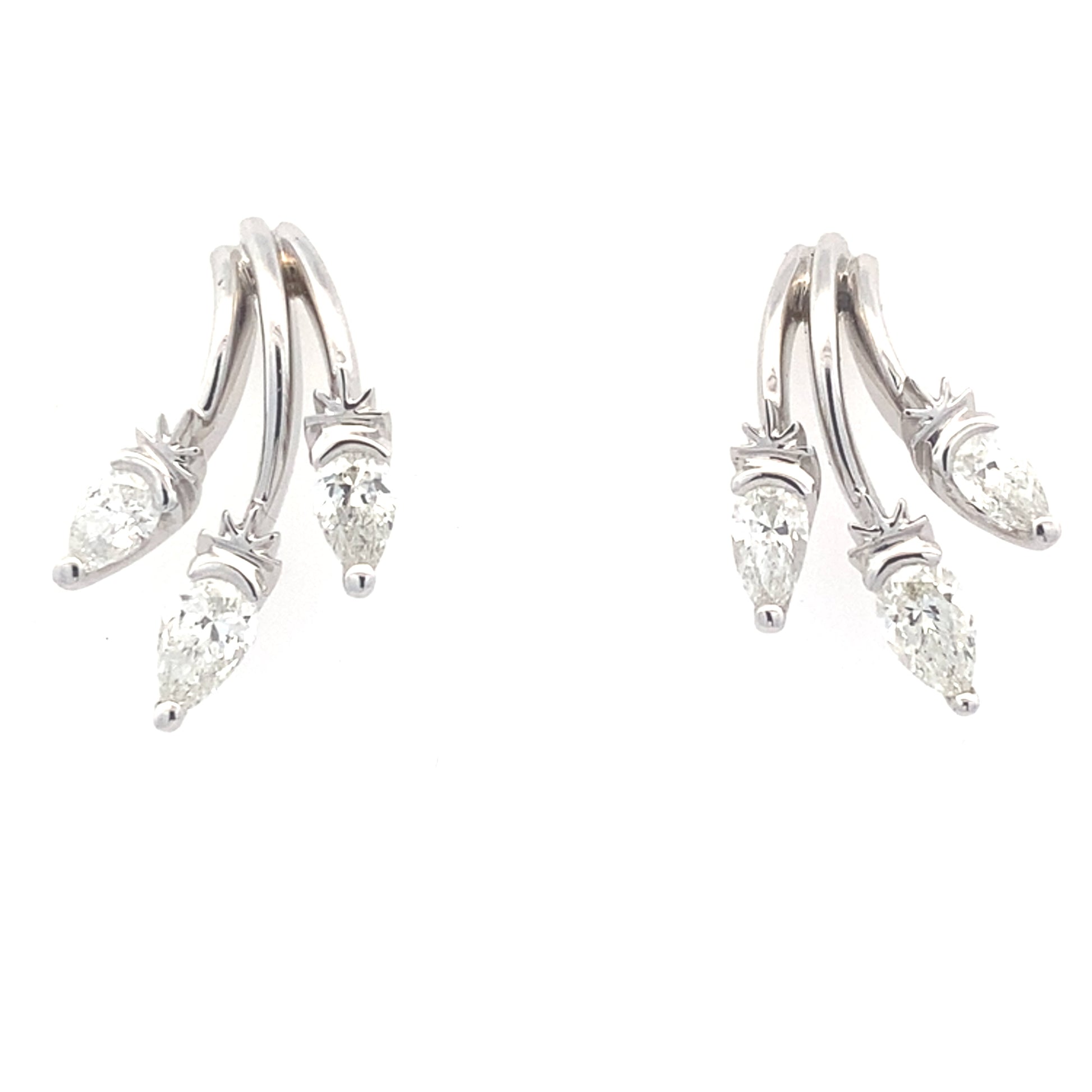 Pear Shaped Diamond Fancy Style Earrings - 1.79cts Gardiner Brothers