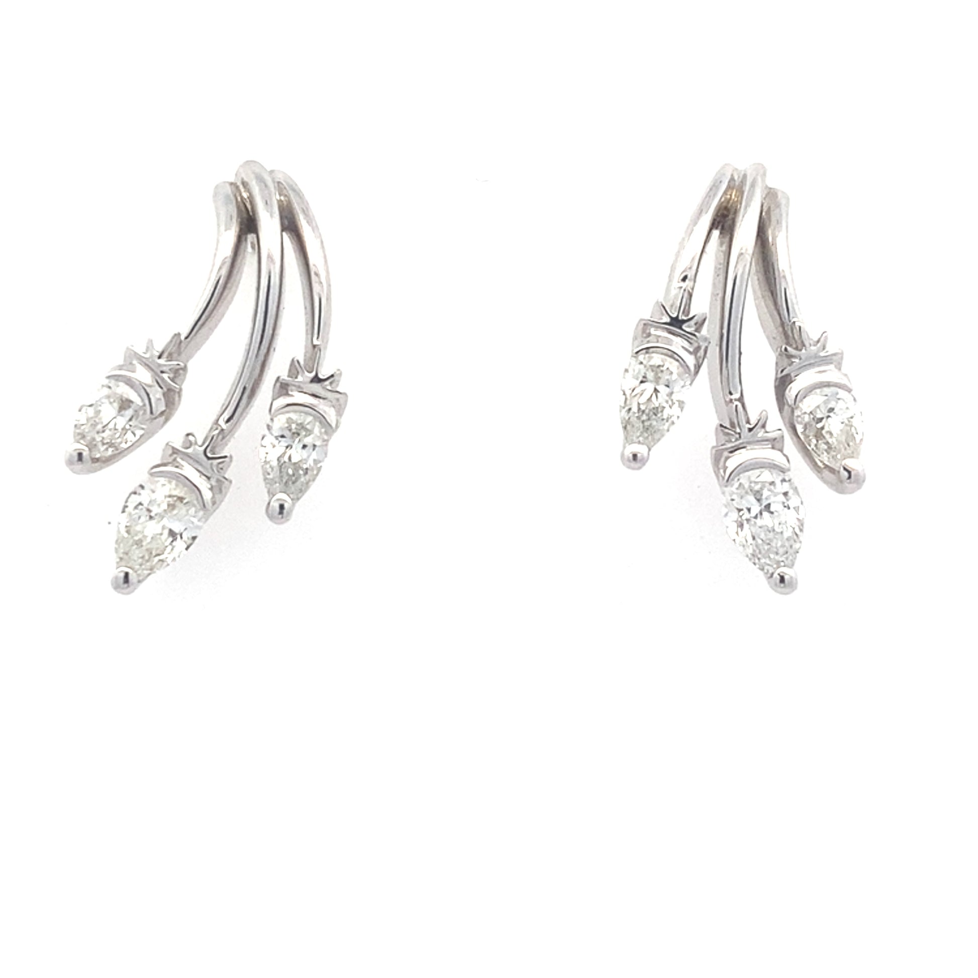 Pear Shaped Diamond Fancy Style earrings - 1.73cts Gardiner Brothers