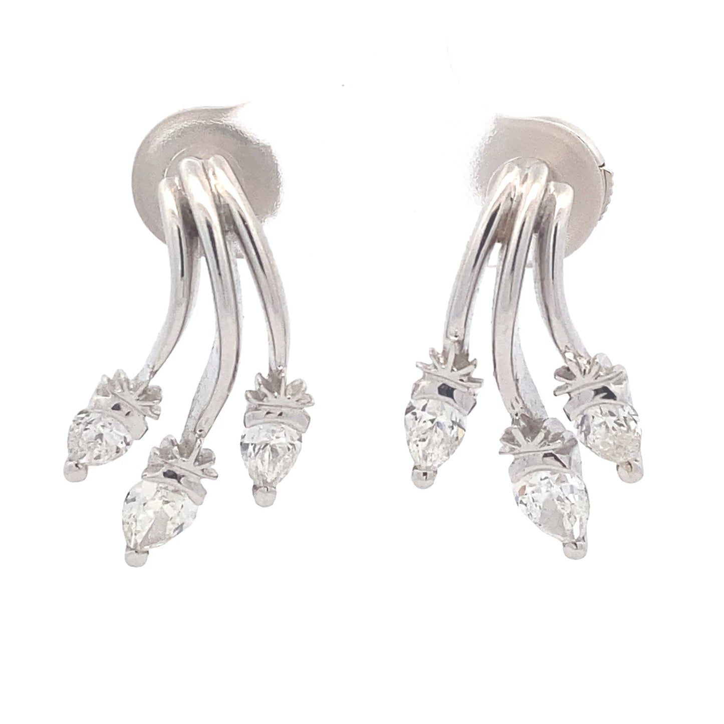Pear Shaped Diamond Fancy Style earrings - 1.73cts Gardiner Brothers