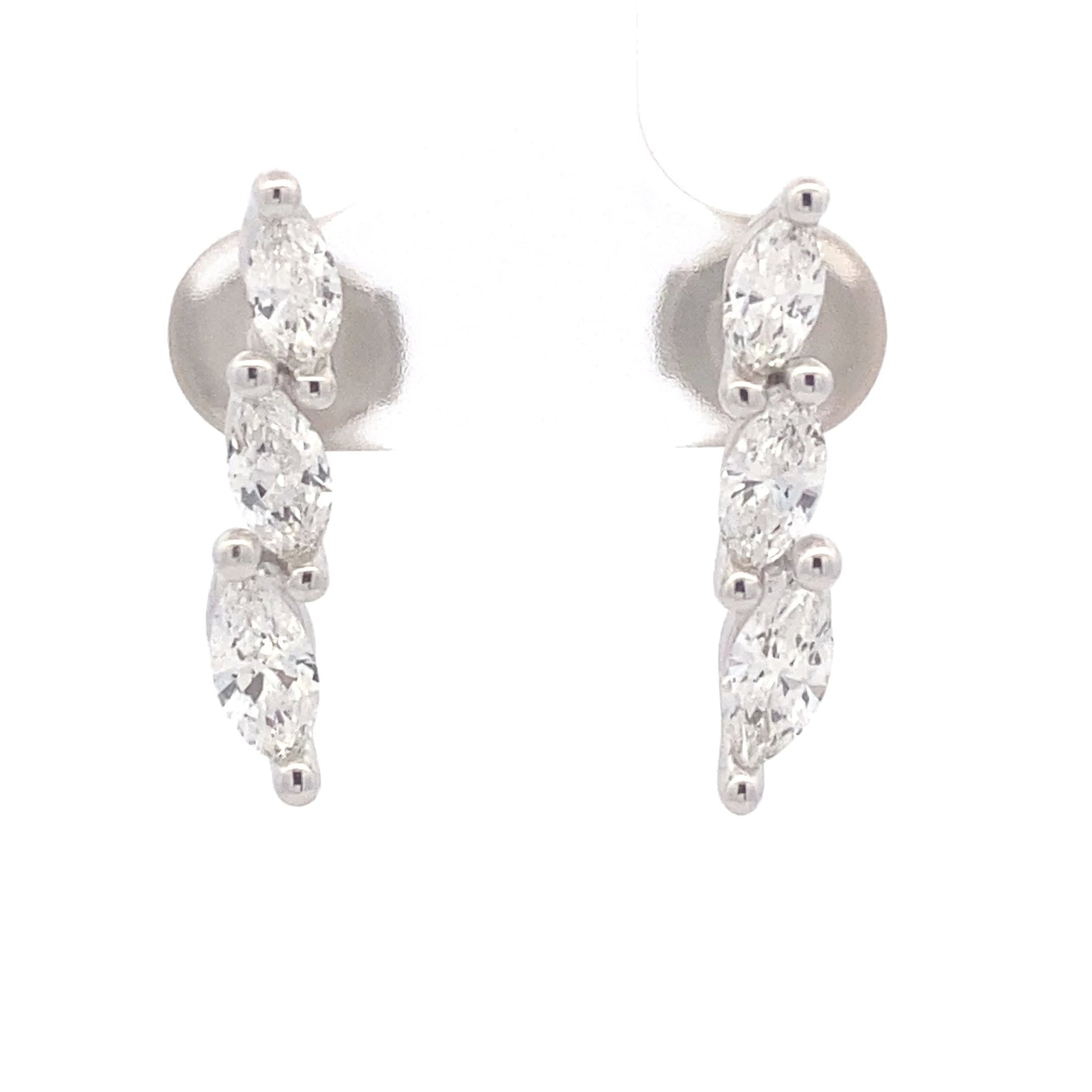 Marquise Shaped Diamond Drop Earrings - 1.59cts Gardiner Brothers