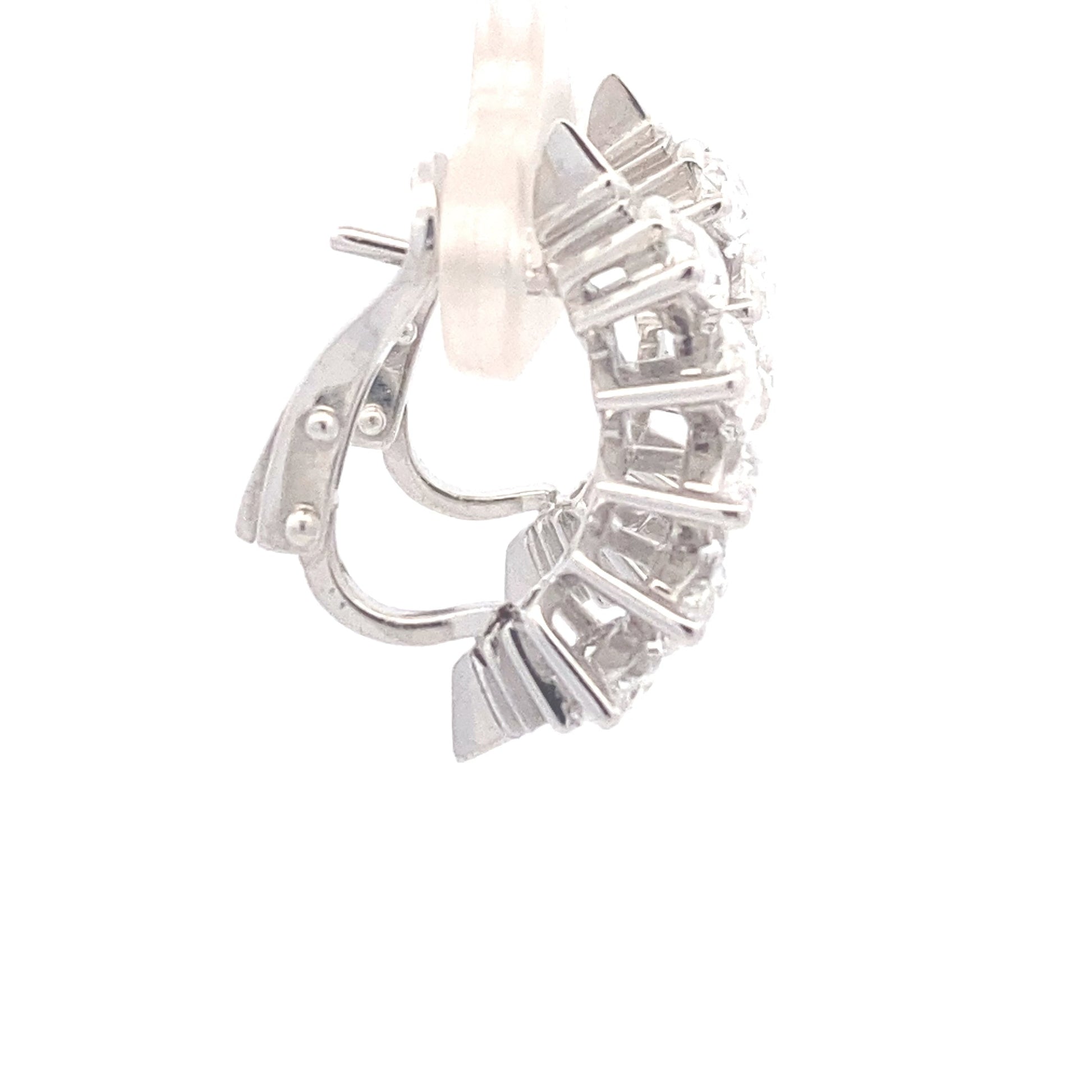 Marquise Shaped Diamond Half Hoop Style Earrings 3.43cts Gardiner Brothers