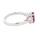Octagonal Ruby and round brilliant cut diamond 3 stone ring Gardiner Brothers