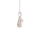 Cushion Shaped Morganite and round brilliant cut diamond halo pendant Gardiner Brothers