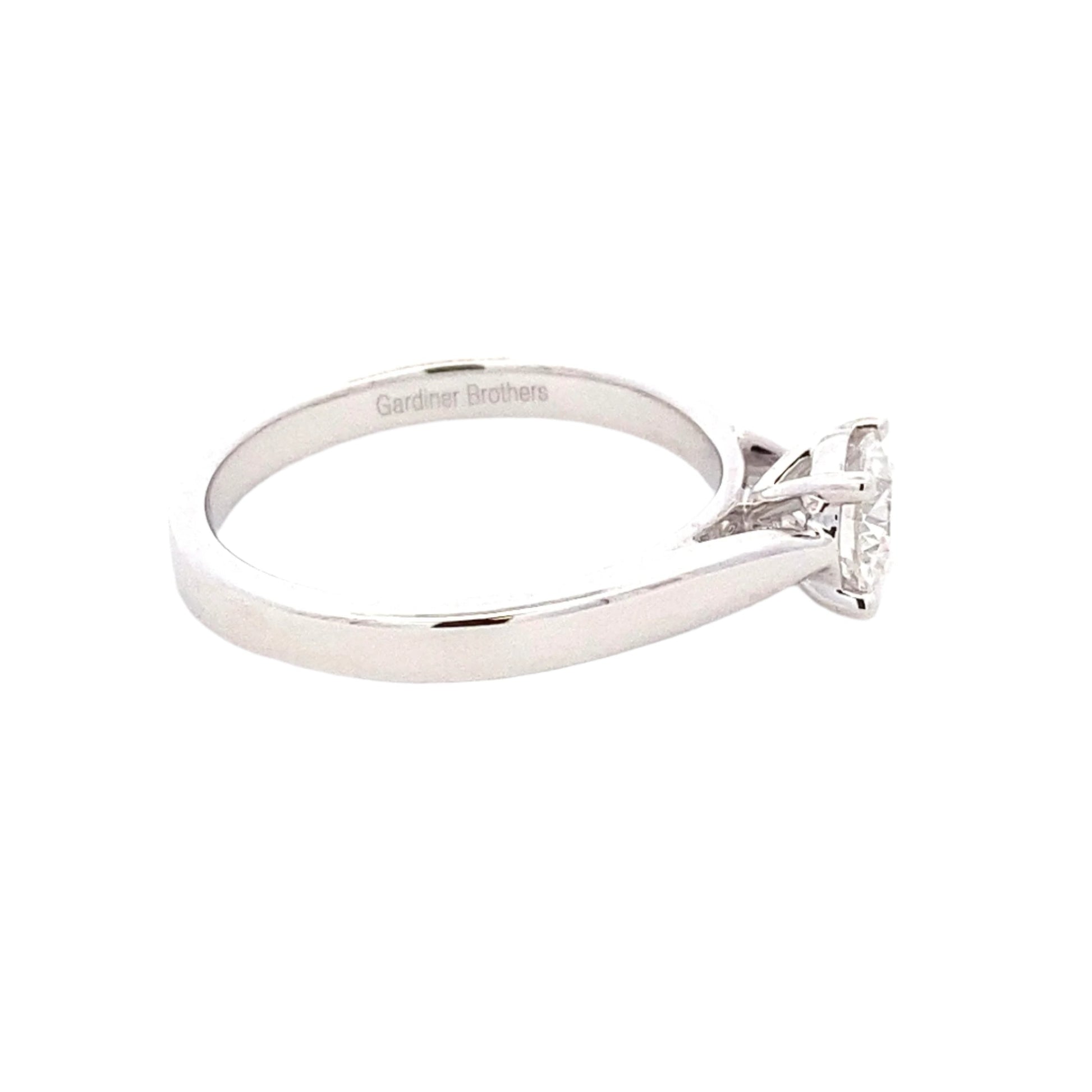 Platinum Round Brilliant Cut Diamond Solitaire Ring - 0.61cts Gardiner Brothers
