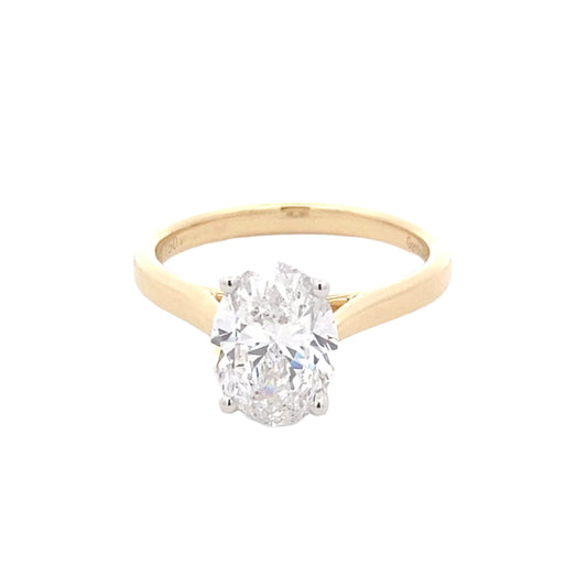 Yellow Gold Oval shaped diamond solitaire ring - 2.01cts Gardiner Brothers