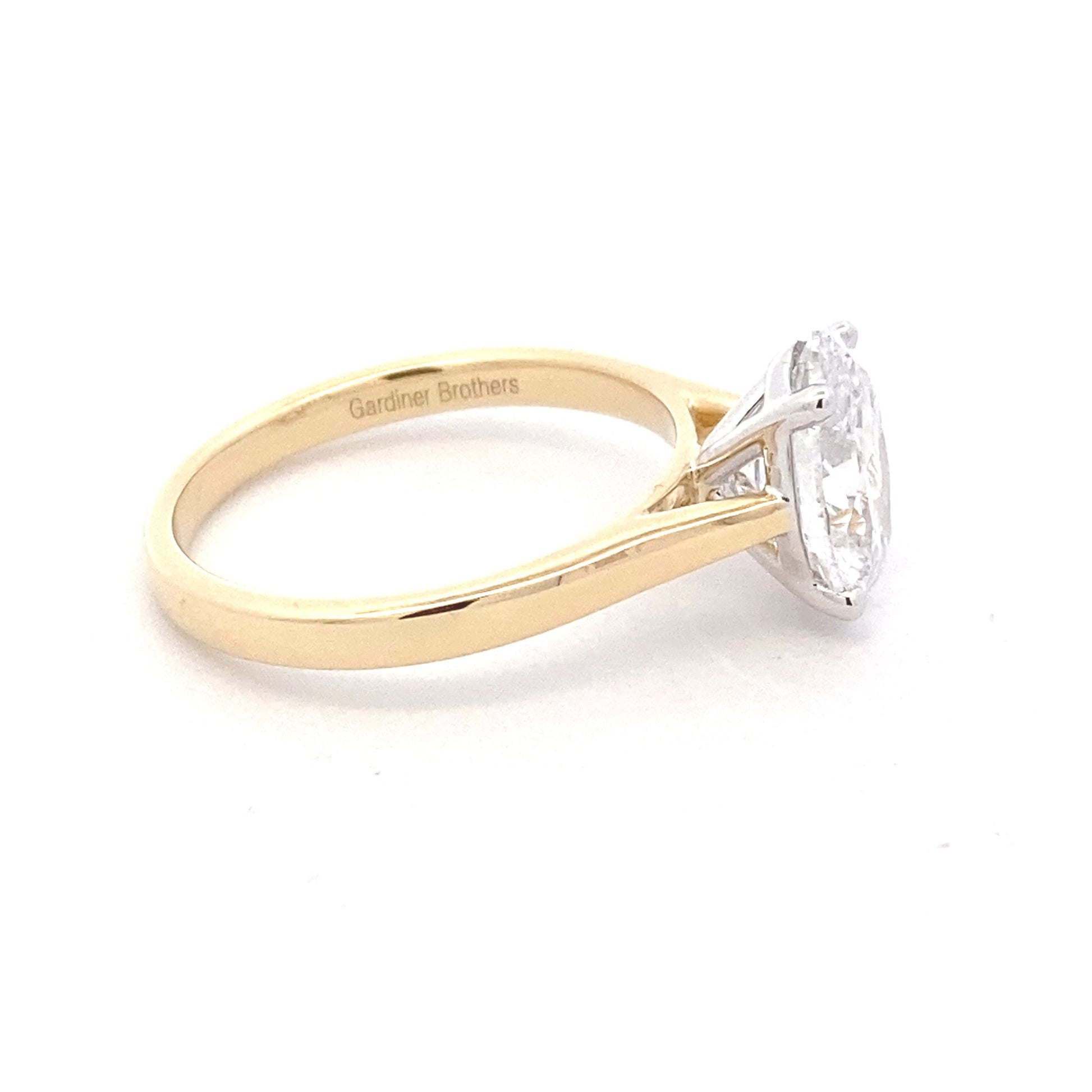 Yellow Gold Oval shaped diamond solitaire ring - 2.01cts Gardiner Brothers