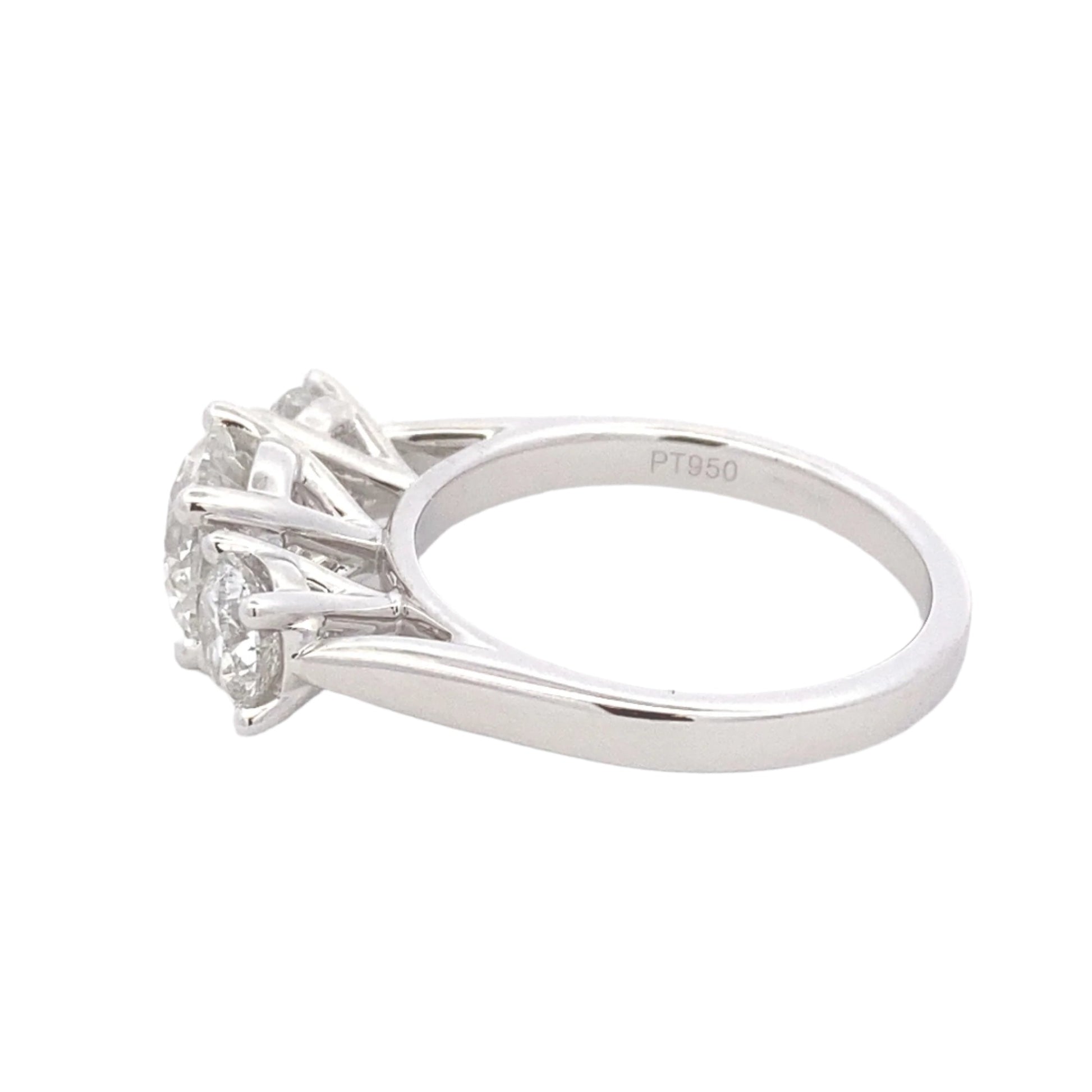 Platinum Round brilliant cut diamond 3 stone ring - 2.57cts Gardiner Brothers