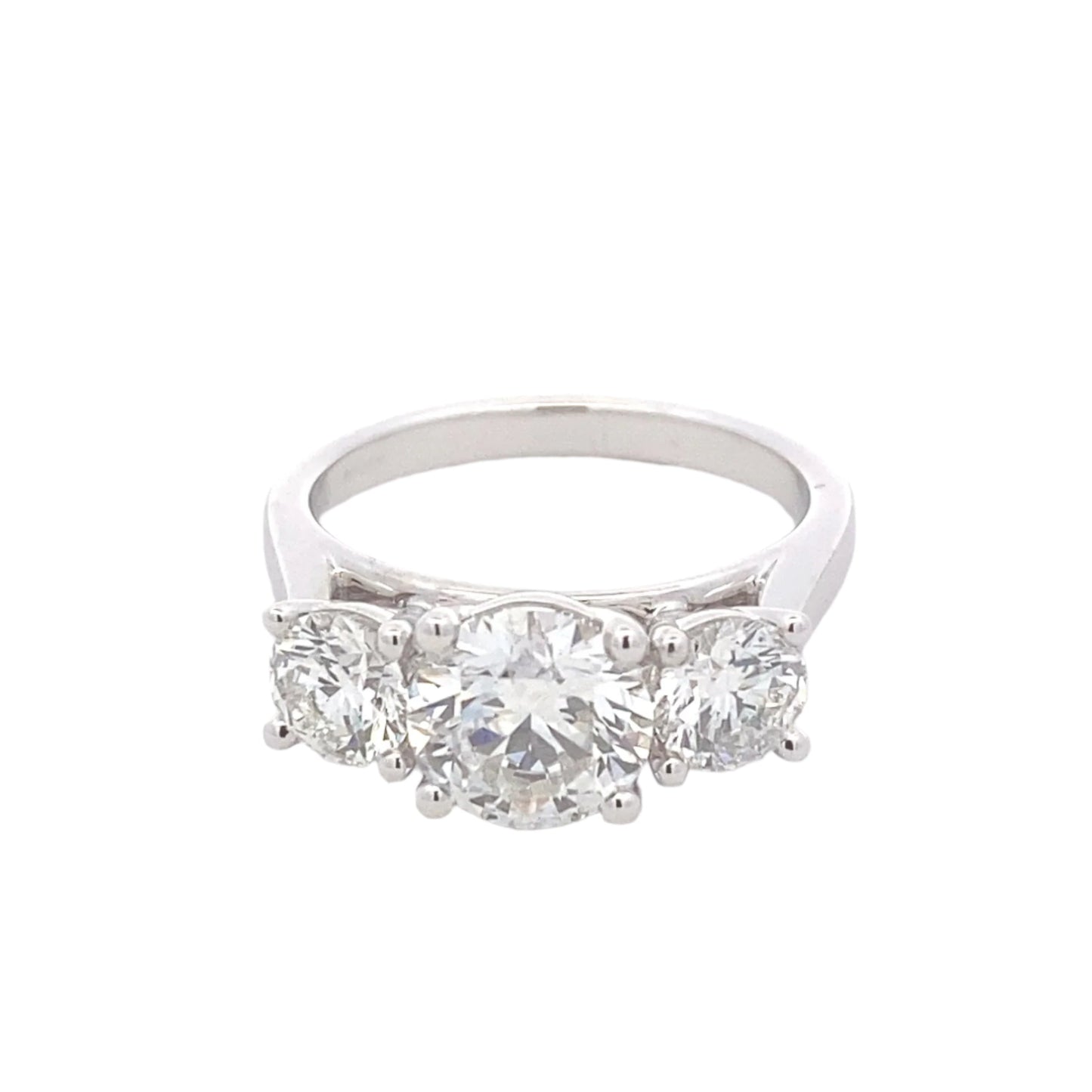 Platinum Round brilliant cut diamond 3 stone ring - 2.57cts Gardiner Brothers