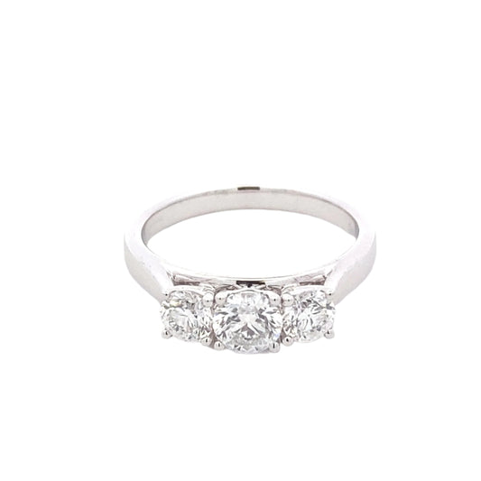 Platinum Round brilliant cut diamond 3 stone ring - 0.84cts Gardiner Brothers