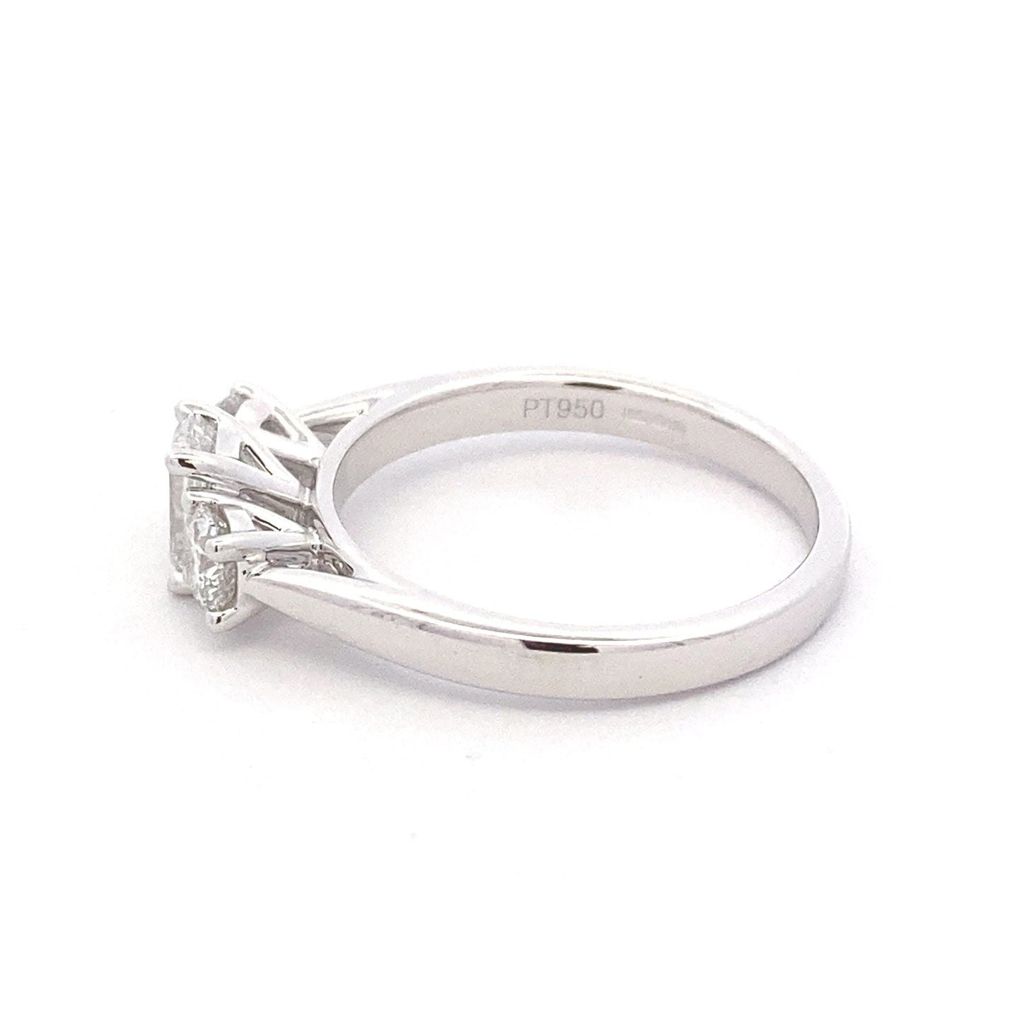 Platinum Emerald and round brilliant cut diamond 3 stone ring - 1.00cts Gardiner Brothers