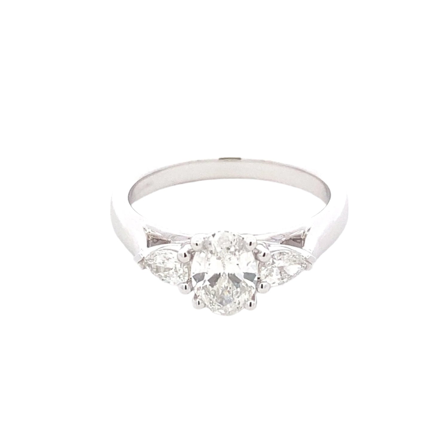 Platinum Oval and pear shaped diamond 3 stone ring - 1.00cts Gardiner Brothers