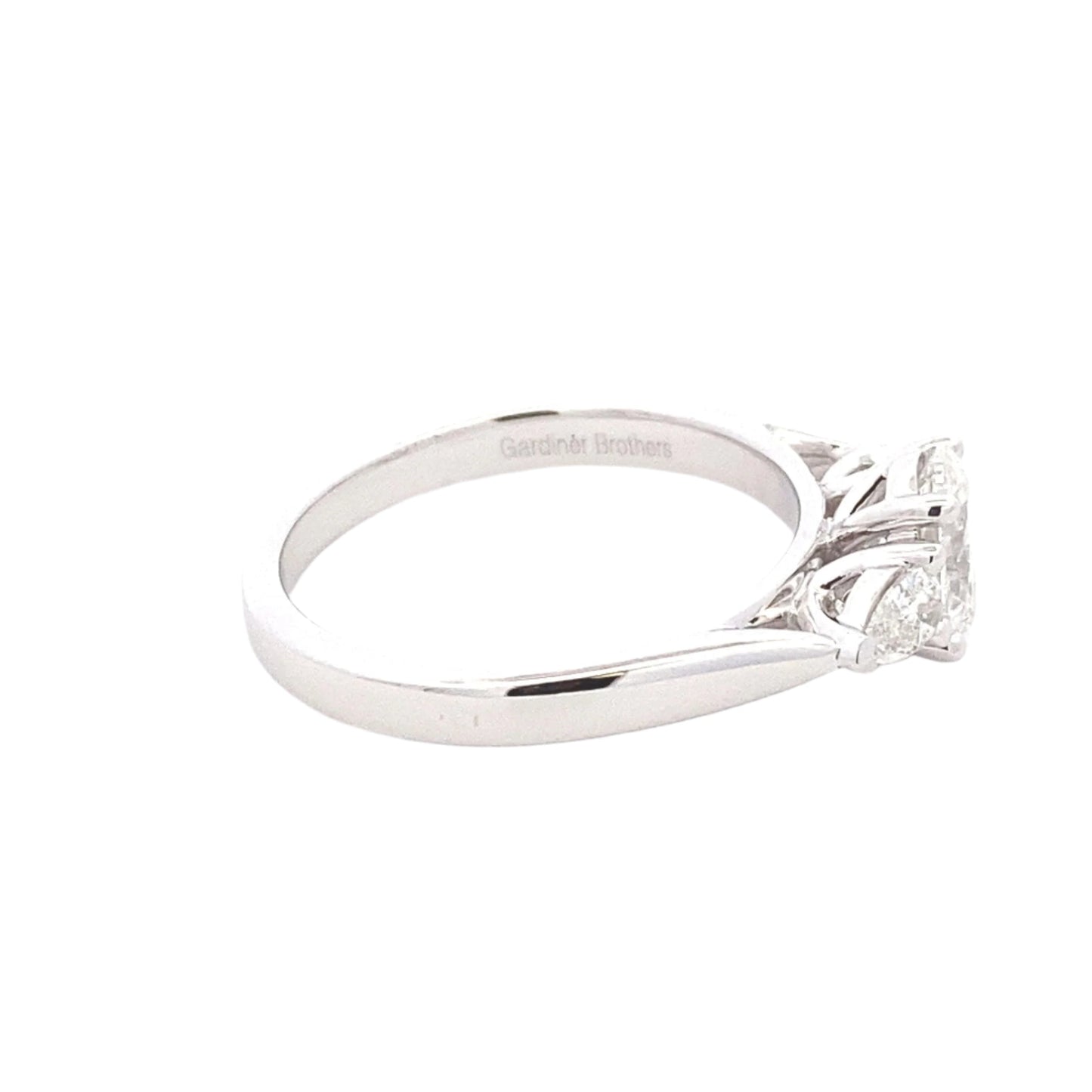 Platinum Oval and pear shaped diamond 3 stone ring - 1.00cts Gardiner Brothers