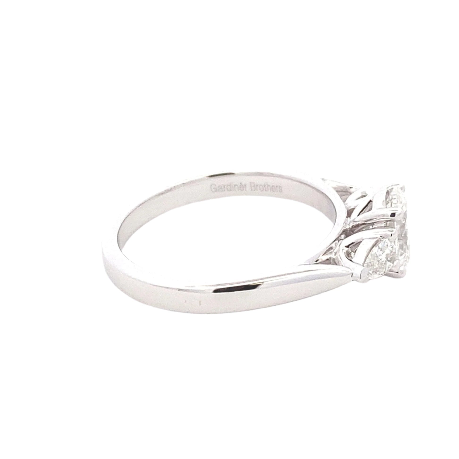 Platinum Oval and pear shaped diamond 3 stone ring - 1.00cts Gardiner Brothers