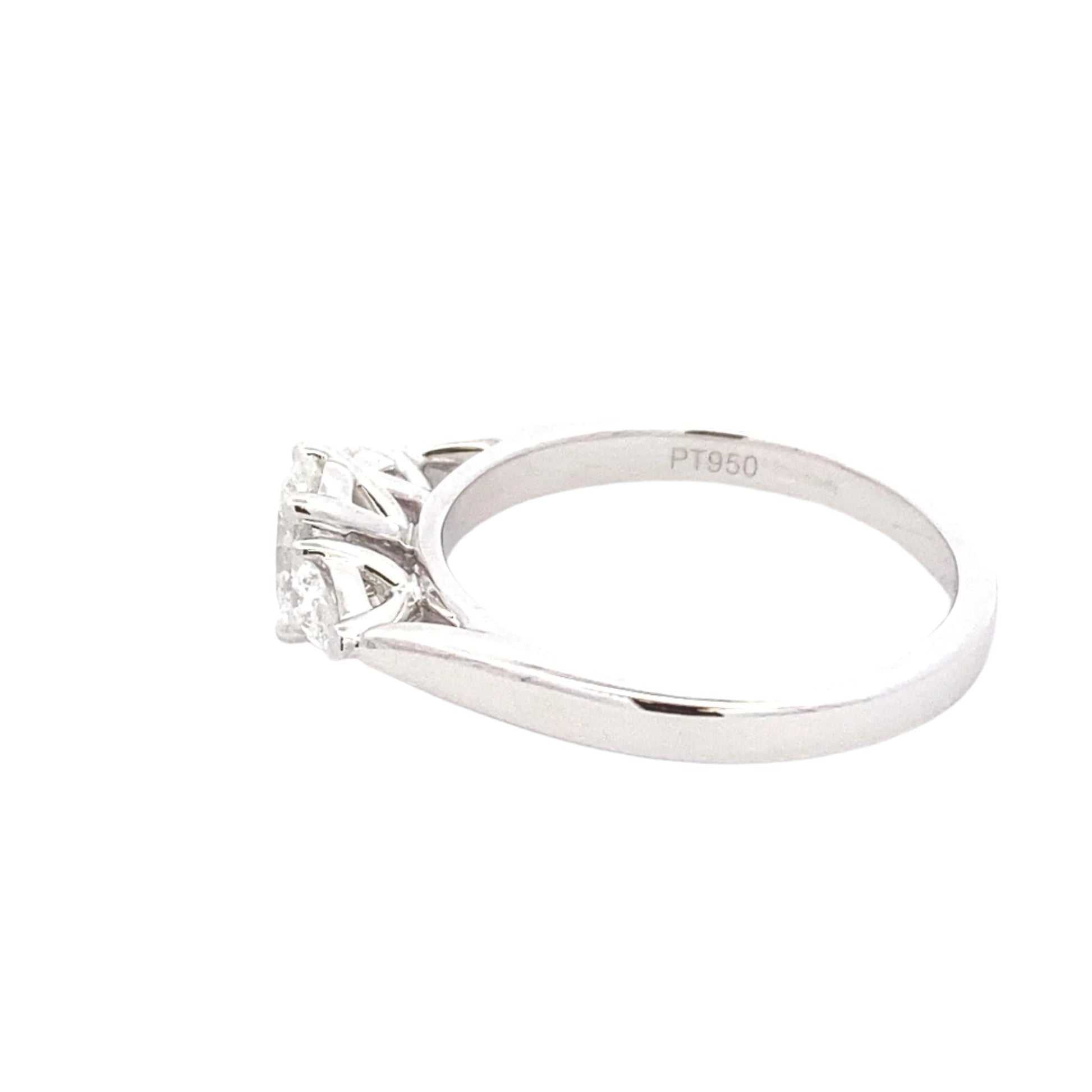 Platinum Oval and pear shaped diamond 3 stone ring - 0.80cts Gardiner Brothers