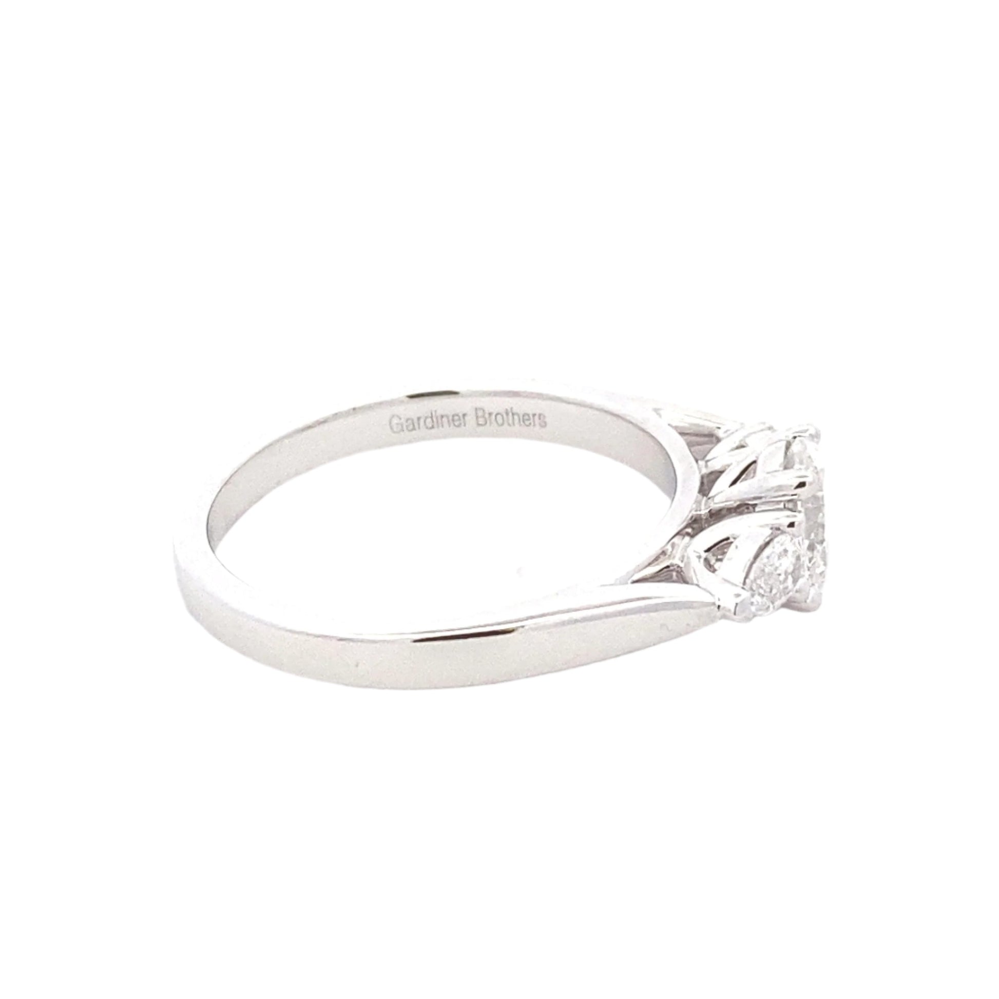 Platinum Oval and pear shaped diamond 3 stone ring - 0.80cts Gardiner Brothers