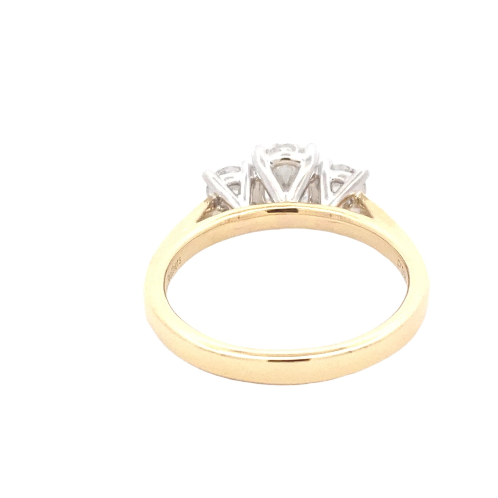Yellow Gold Oval and round brilliant cut diamond 3 stone ring - 1.10cts Gardiner Brothers