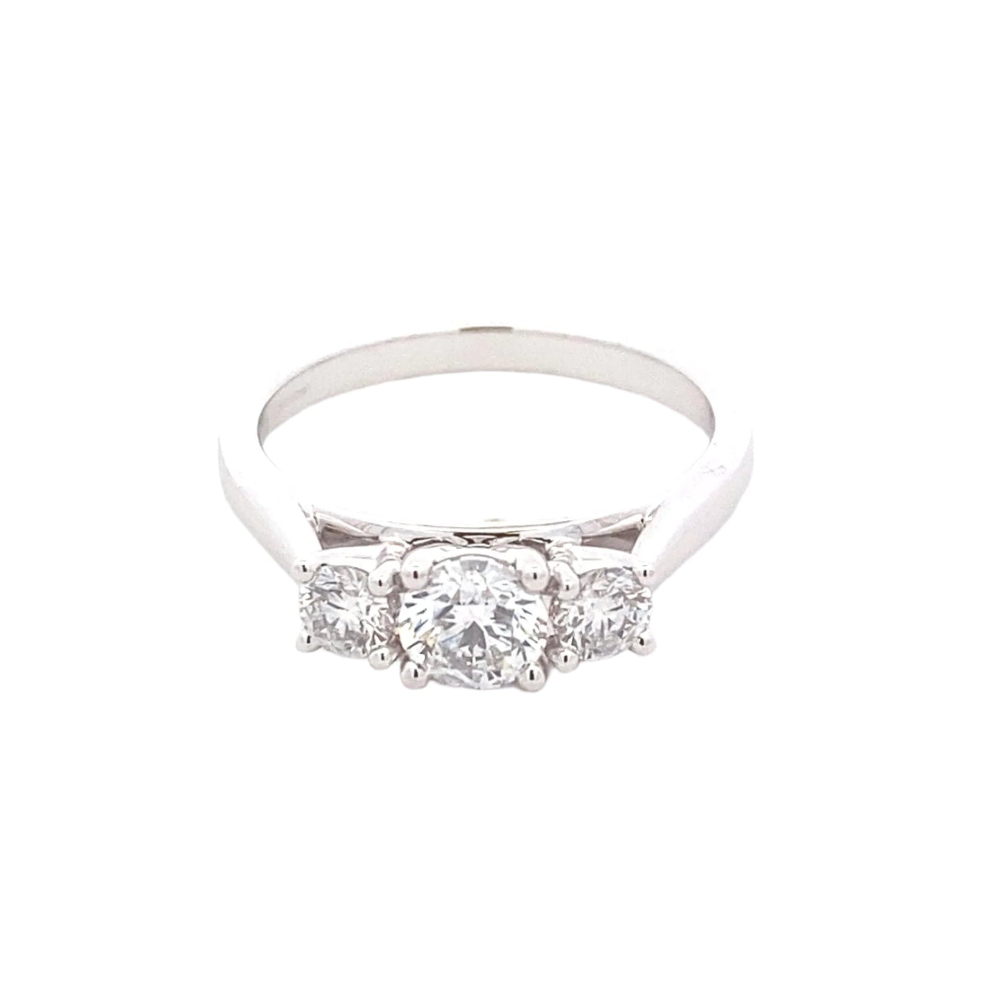 Platinum Round brilliant cut diamond 3 stone ring - 1.07cts Gardiner Brothers