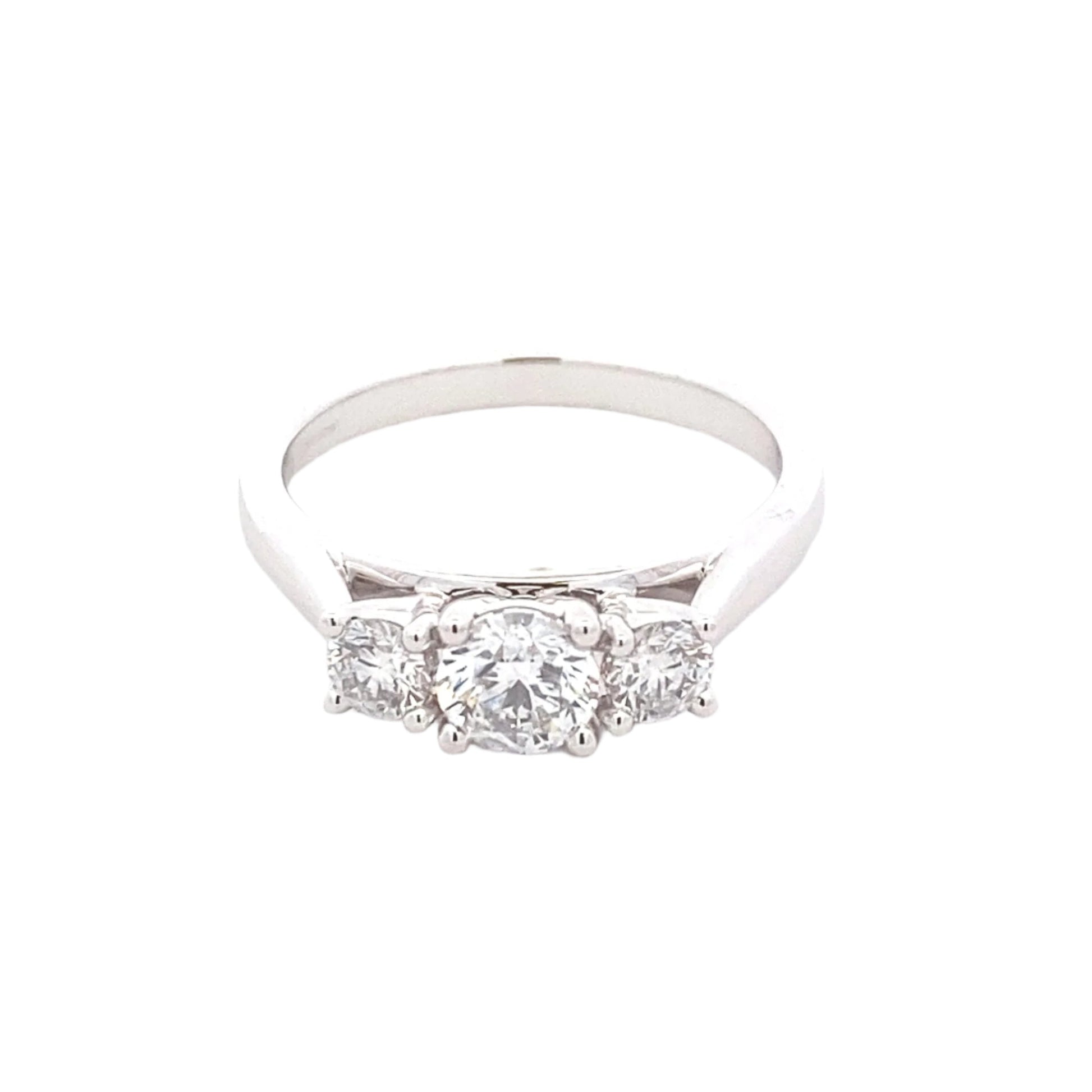Platinum Round brilliant cut diamond 3 stone ring - 1.07cts Gardiner Brothers