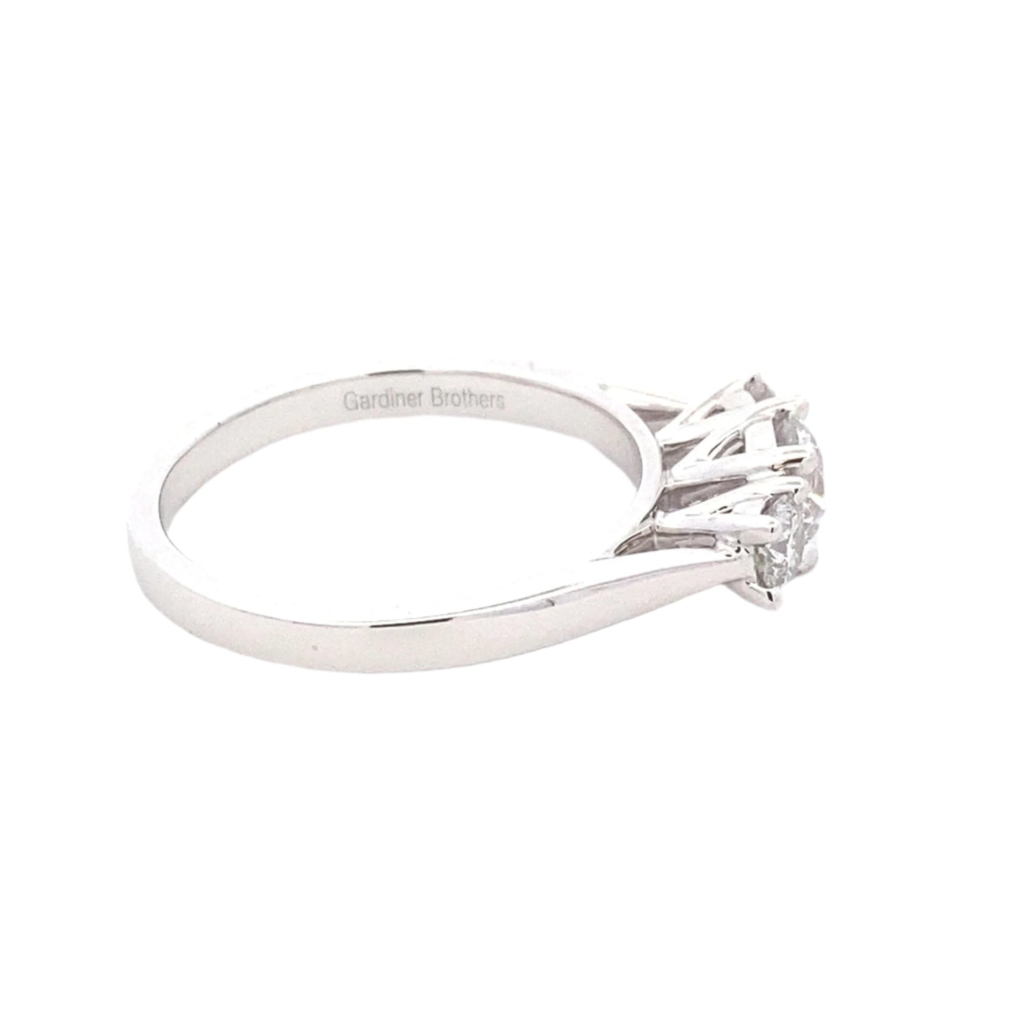 Platinum Round brilliant cut diamond 3 stone ring - 1.07cts Gardiner Brothers