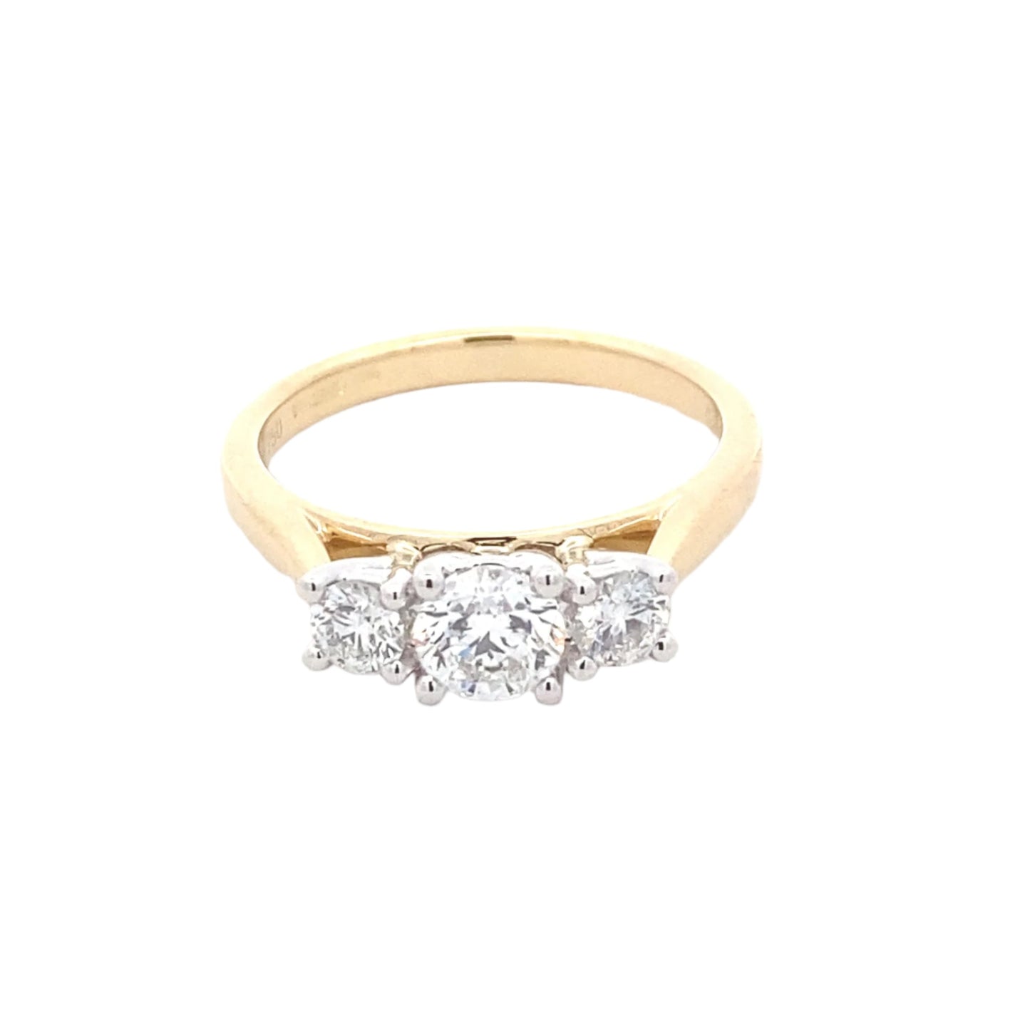 Yellow Gold Round brilliant cut diamond 3 stone ring - 0.80cts Gardiner Brothers