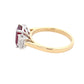 Octagonal Ruby and emerald cut diamond 3 stone ring Gardiner Brothers