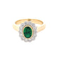 Oval emerald and round brilliant cut diamond vintage style cluster ring Gardiner Brothers
