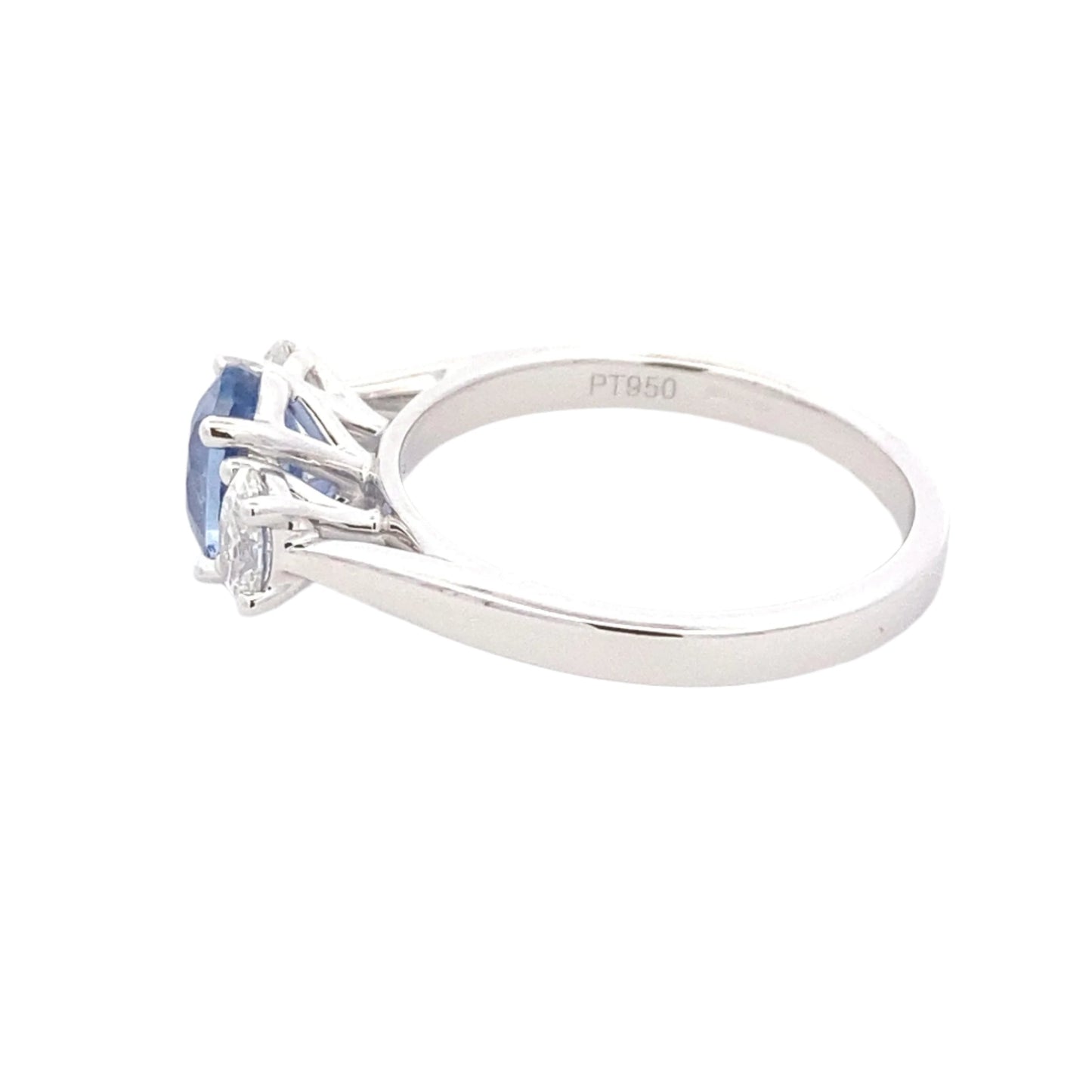 Oval Shaped Ceylon Sapphire and oval diamond 3 stone ring Gardiner Brothers