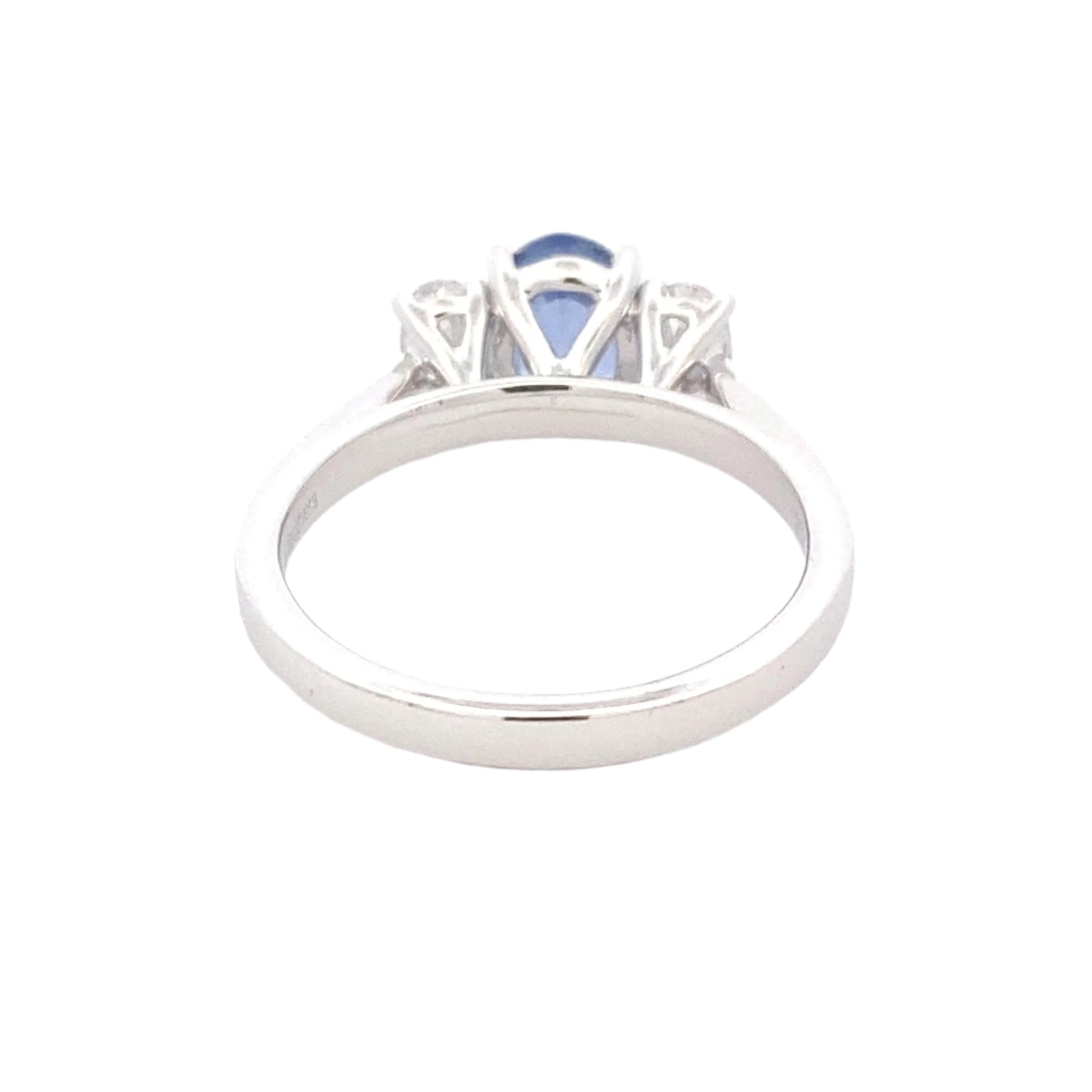 Oval Shaped Ceylon Sapphire and oval diamond 3 stone ring Gardiner Brothers