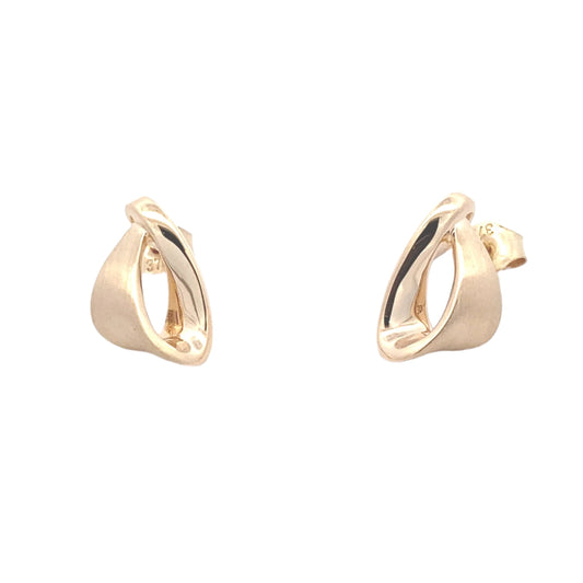 Yellow Gold Ribbon Style Earrings