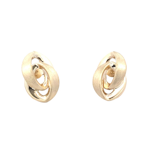 Yellow Gold Link Marquise Shaped Earrings