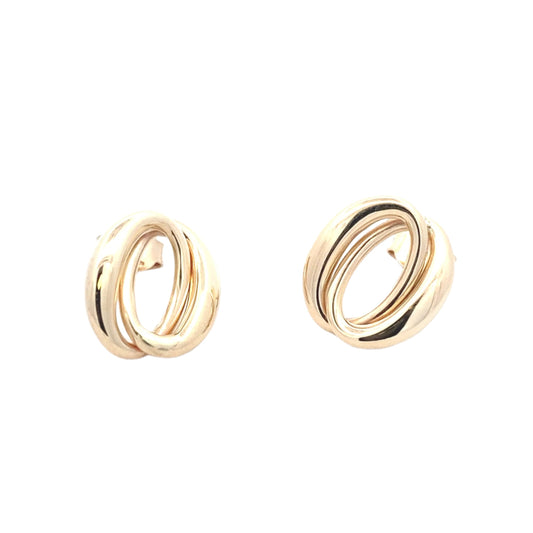 Yellow Gold Linked Oval Shaped Earrings