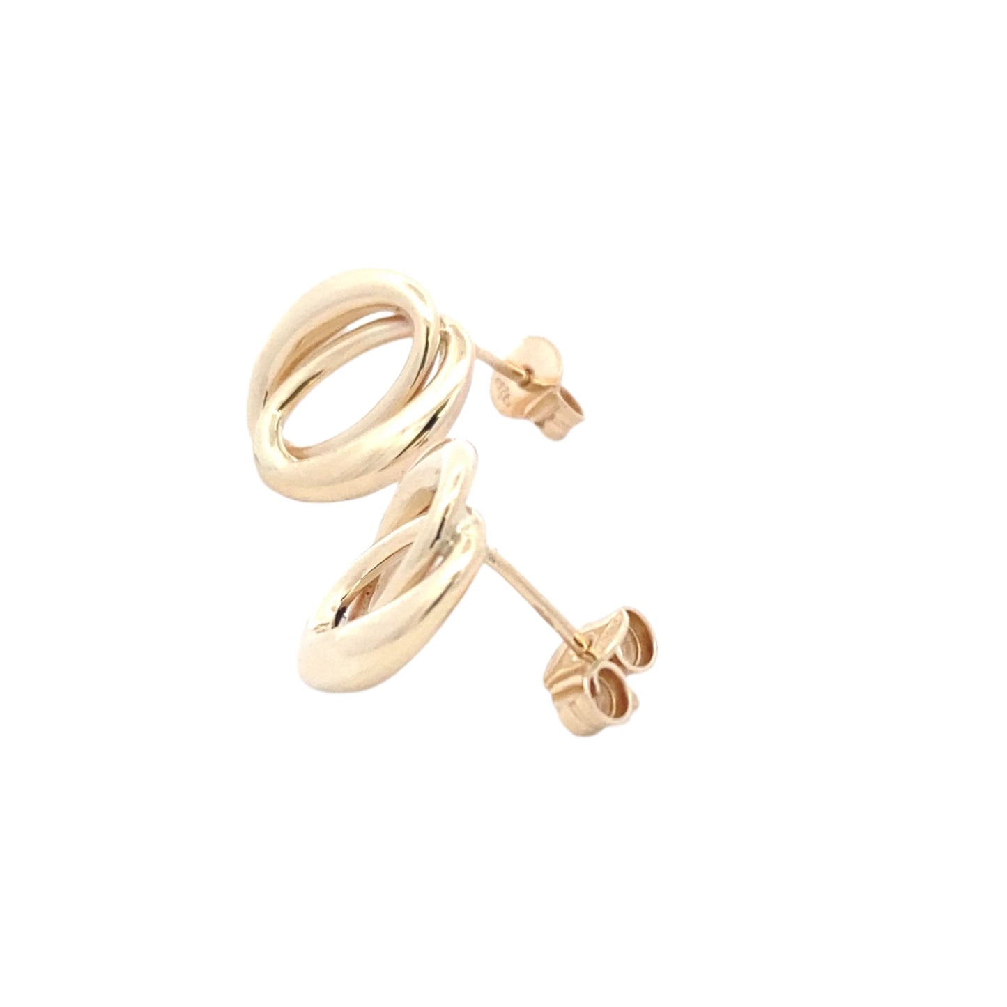 Yellow Gold Linked Oval Shaped Earrings