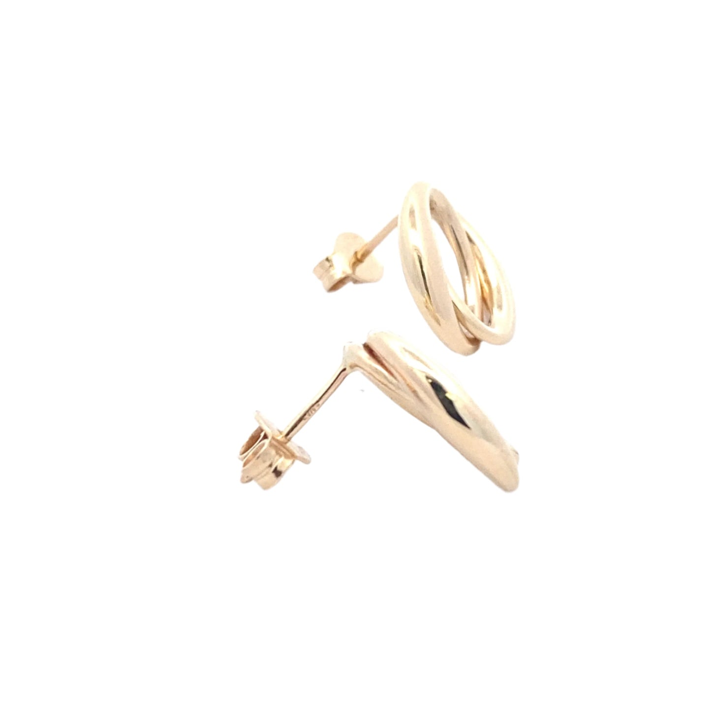 Yellow Gold Linked Oval Shaped Earrings