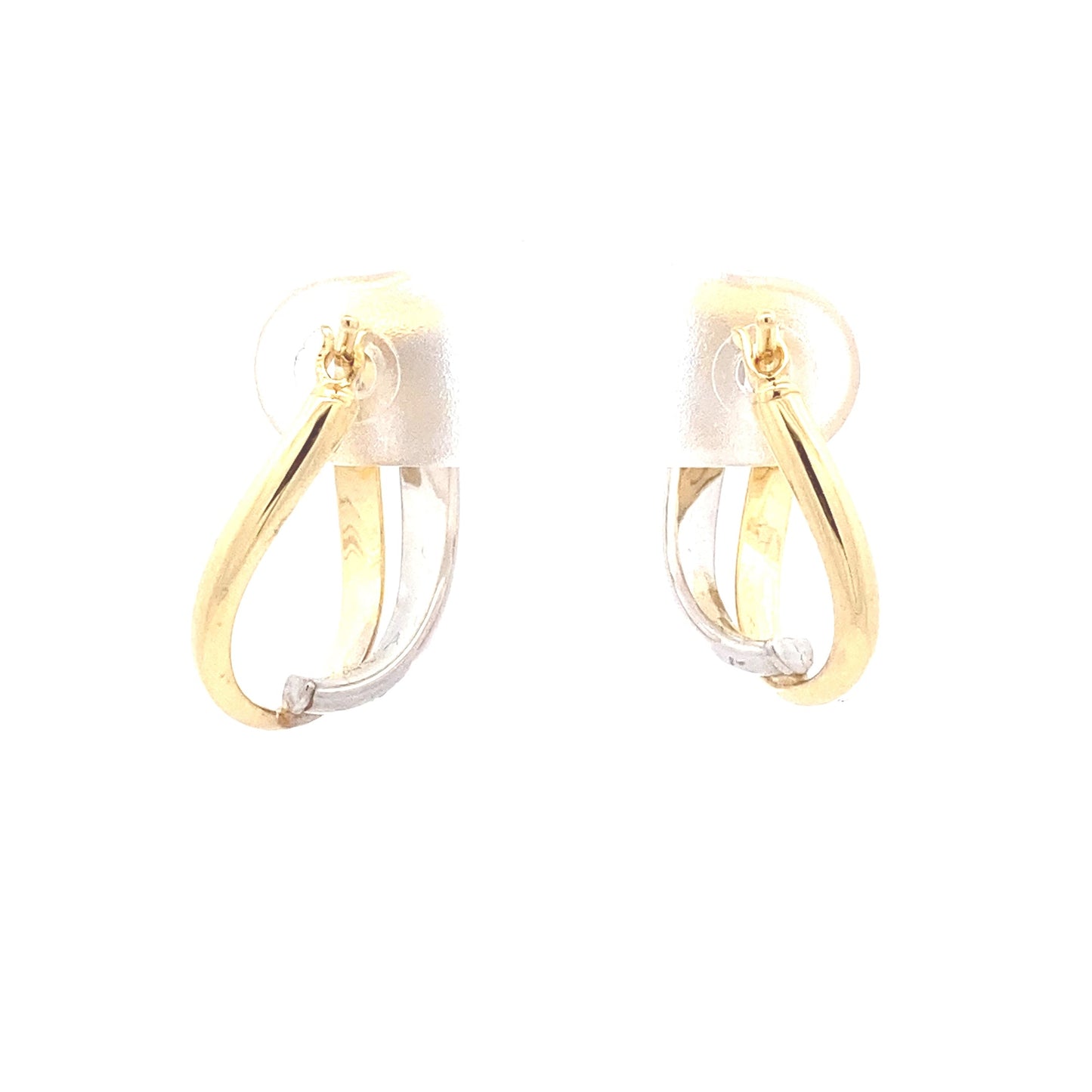 Yellow and White Gold 2 Strand Wavy Hoop Earrings