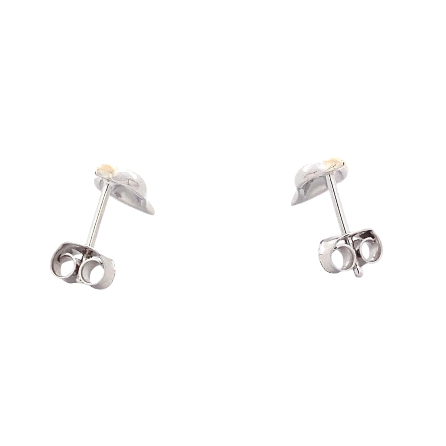 Yellow and White Gold Leaf Shaped Stud Earrings