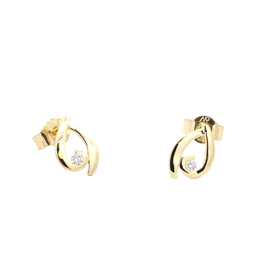 Yellow Gold Diamond Set Teardrop Earrings