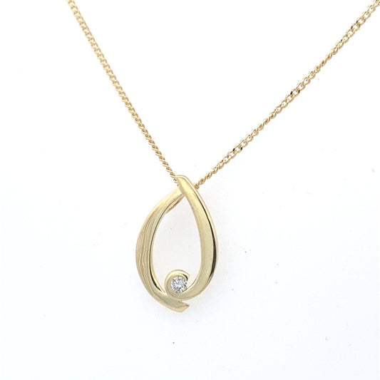 Yellow Gold Diamond Set Teardrop Pendant