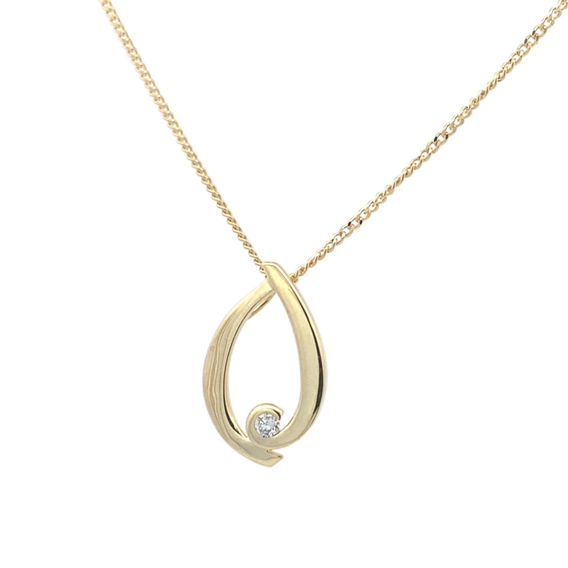 Yellow Gold Diamond Set Teardrop Pendant Gardiner Brothers
