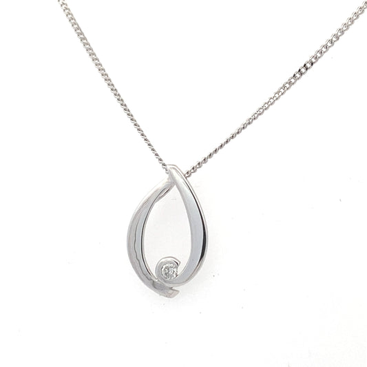 White Gold Diamond Set Teardrop Pendant