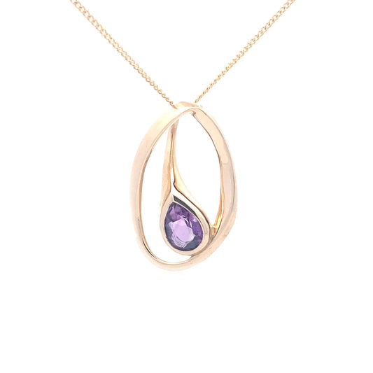 Pear Shaped Amethyst Fancy Style Pendant Gardiner Brothers