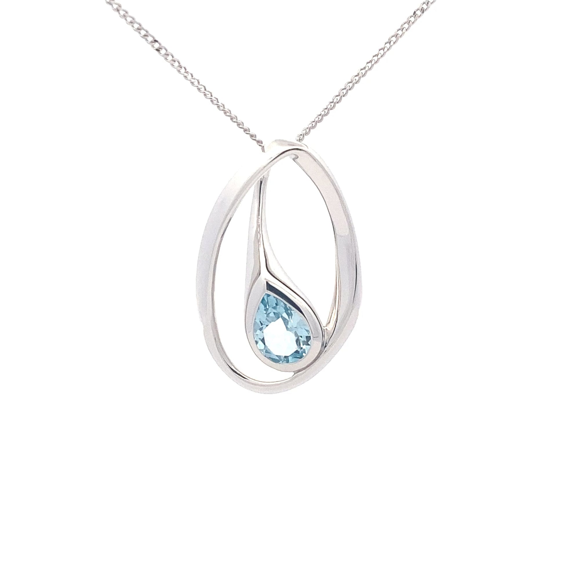 Pear Shaped Swiss Blue Topaz Fancy Style Pendant Gardiner Brothers