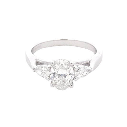 Oval and pear shaped diamond 3 stone ring - 1.31cts Gardiner Brothers
