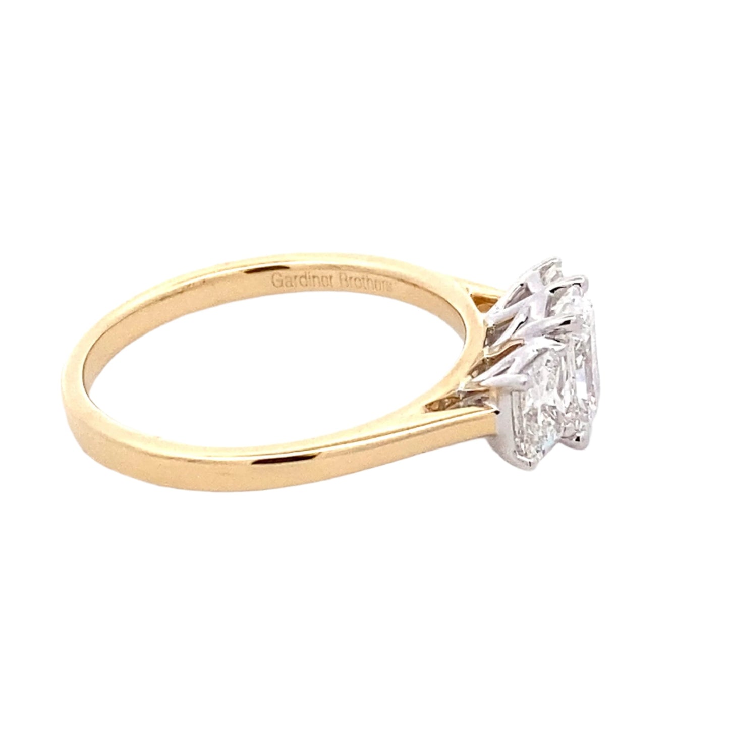 Yellow Gold Radiant Cut Diamond 3 Stone Ring - 1.32cts Gardiner Brothers